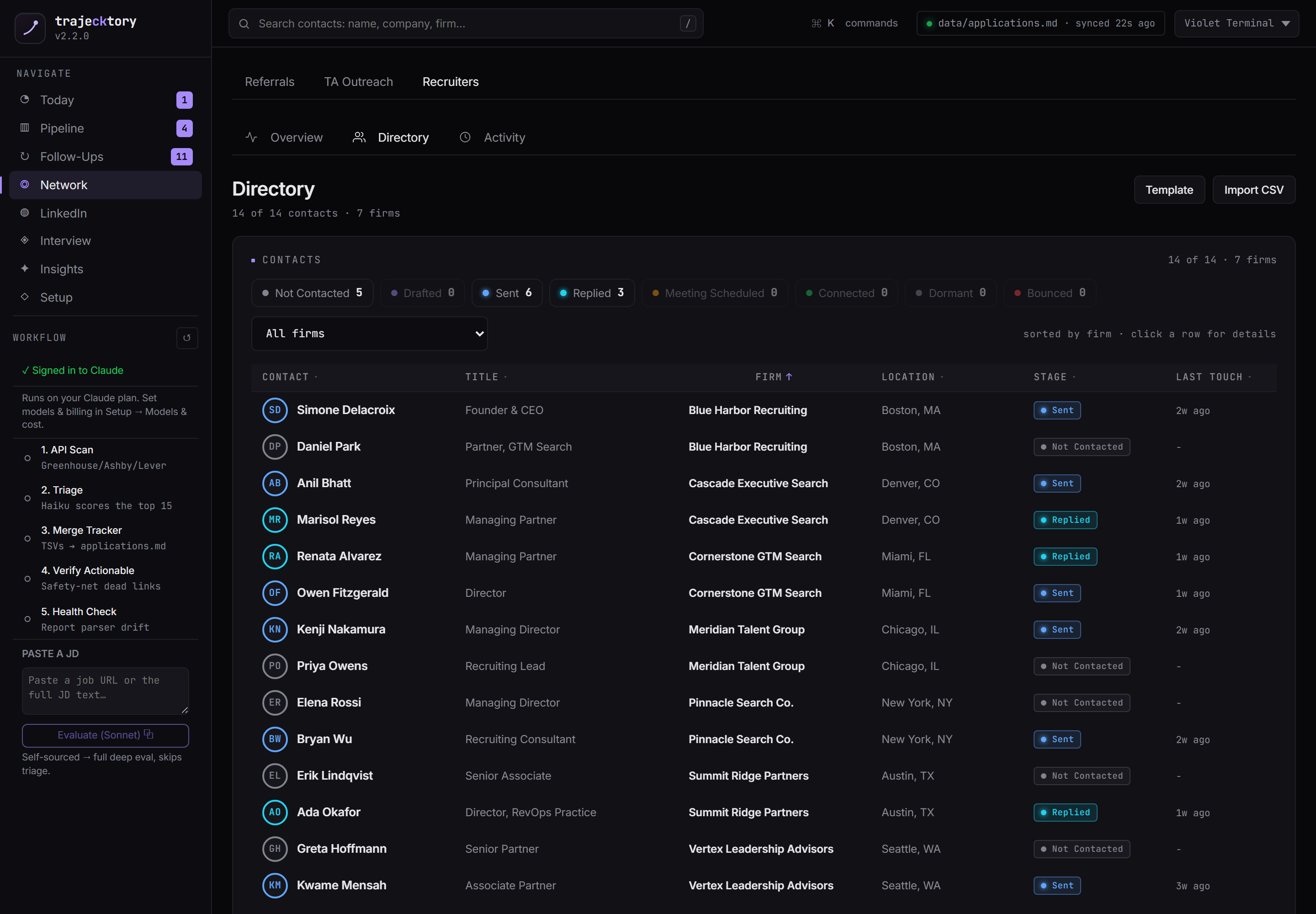Recruiter directory