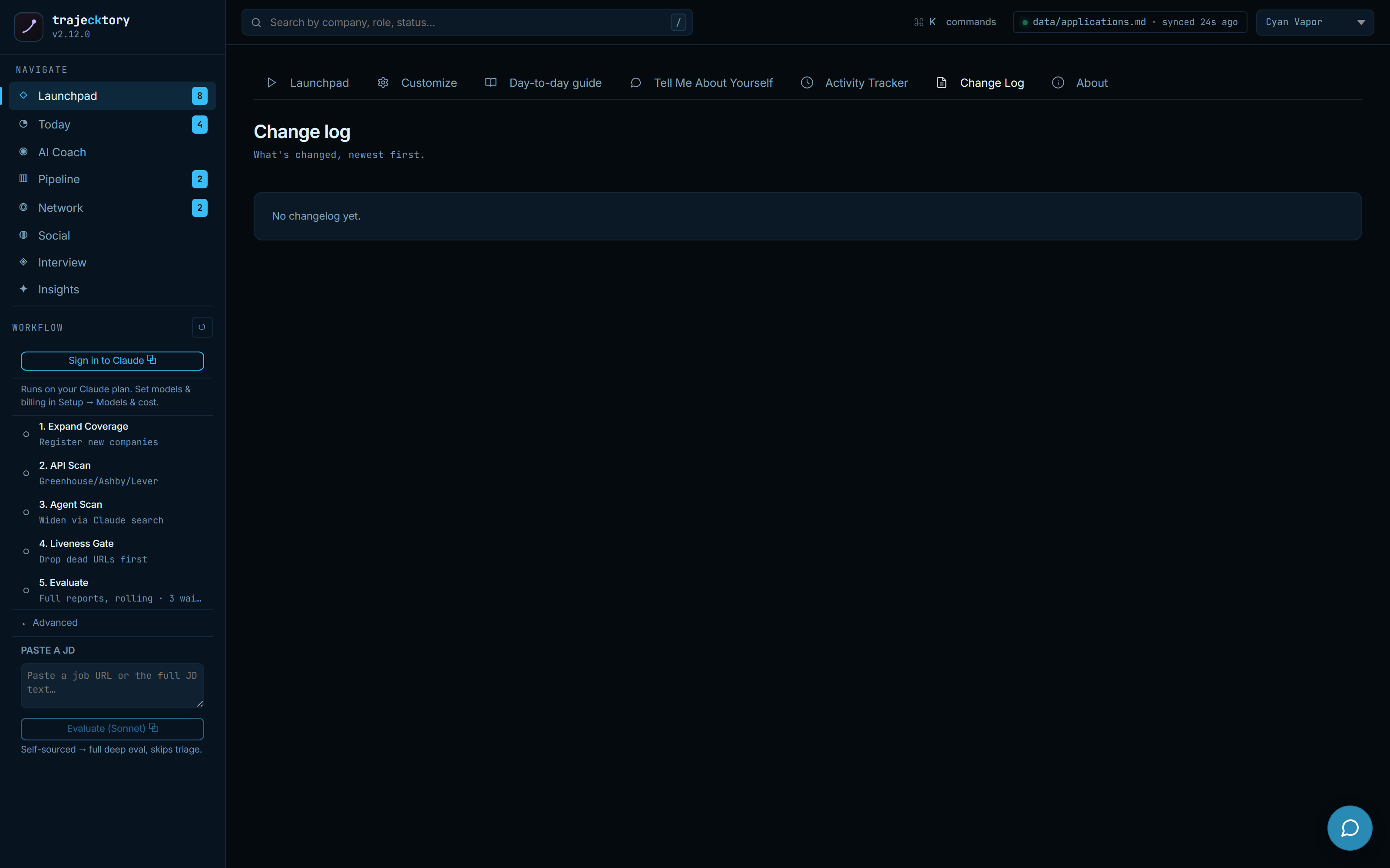 Change log with release cards