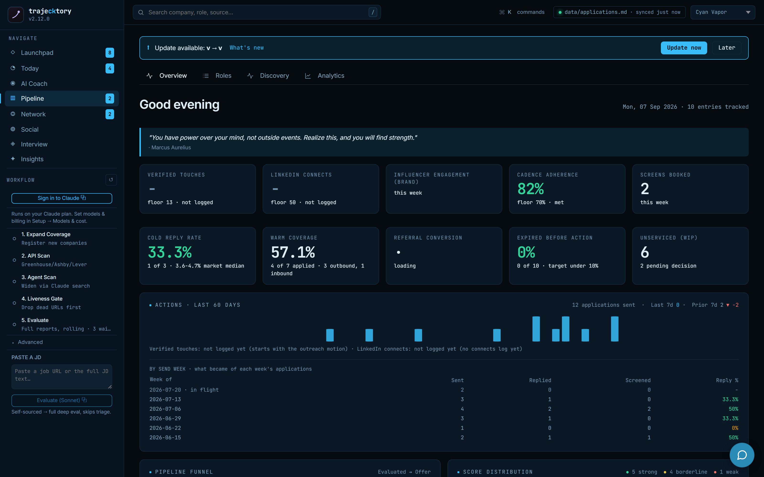 Available update banner with safe-data message